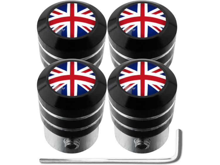 4 tappi per valvole antifurto Inghilterra Regno Unito Inglese Gran Bretagna "black"
