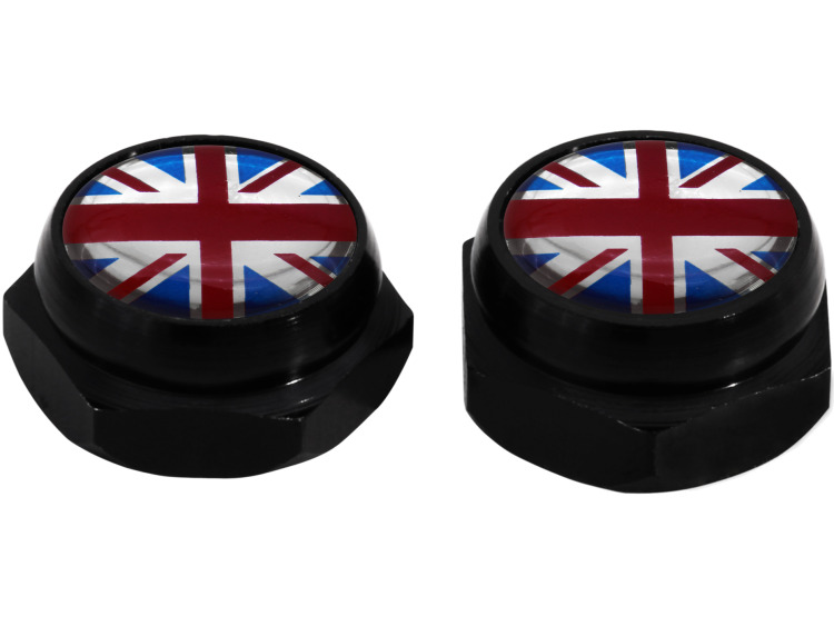 Cappucci per rivetti per targa di immatricolazione Bandiera britannica Gran Bretagna Regno Unito (nero)